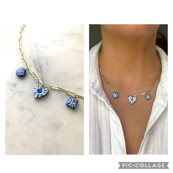 Handmade Jewelry - Handmade hand painted polymer clay charm necklace